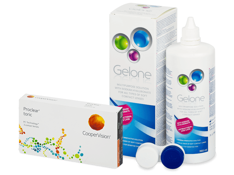 Proclear Toric (3 db lencse) + Gelone kontaktlencse folyadék 360 ml - Kedvezményes csomag