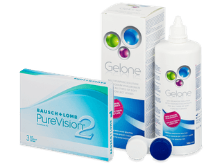 PureVision 2 (3 db lencse) + Gelone kontaktlencse folyadék 360 ml - Kedvezményes csomag