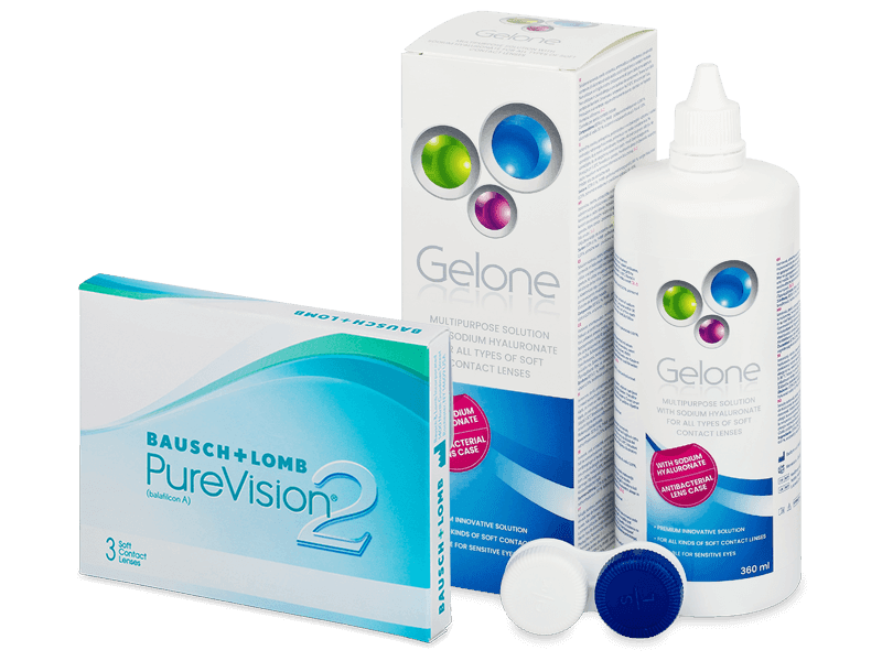 PureVision 2 (3 db lencse) + Gelone kontaktlencse folyadék 360 ml - Kedvezményes csomag