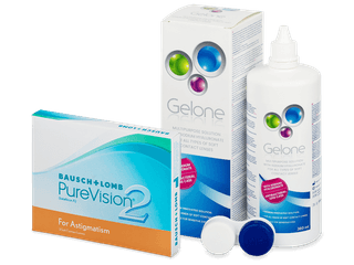 PureVision 2 for Astigmatism (3 db lencse) + Gelone kontaktlencse folyadék 360 ml - Kedvezményes csomag