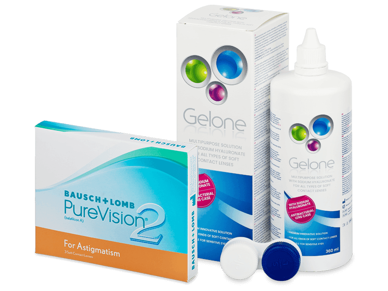 PureVision 2 for Astigmatism (3 db lencse) + Gelone kontaktlencse folyadék 360 ml - Kedvezményes csomag