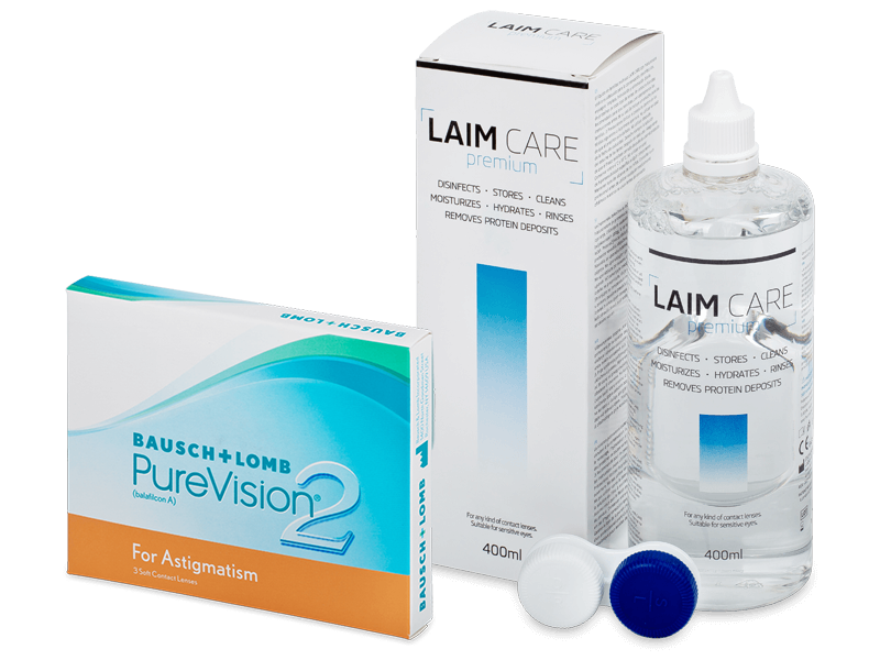 PureVision 2 for Astigmatism (3 db lencse) + 400 ml Laim-Care ápolószer - Kedvezményes csomag