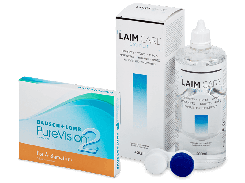 PureVision 2 for Astigmatism (3 db lencse) + Laim Care kontaktlencse folyadék 400 ml - Kedvezményes csomag