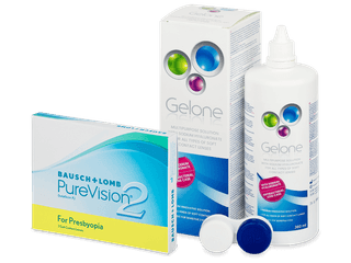 PureVision 2 for Presbyopia (3 db lencse) + Gelone kontaktlencse folyadék 360 ml - Kedvezményes csomag