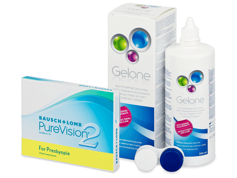 PureVision 2 for Presbyopia (3 db lencse) + Gelone kontaktlencse folyadék 360 ml - Kedvezményes csomag
