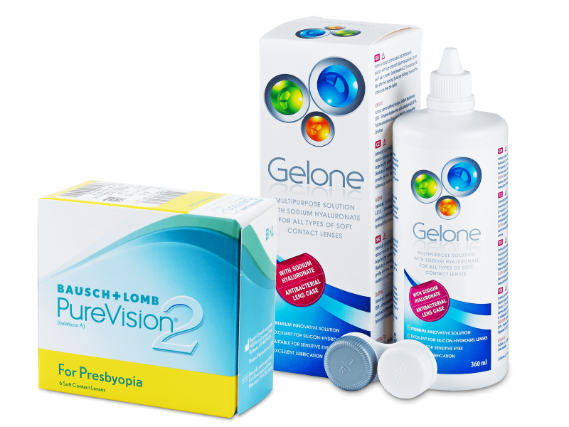 PureVision 2 for Presbyopia (6 db lencse) + 360 ml Gelone ápolószer - Kedvezményes csomag