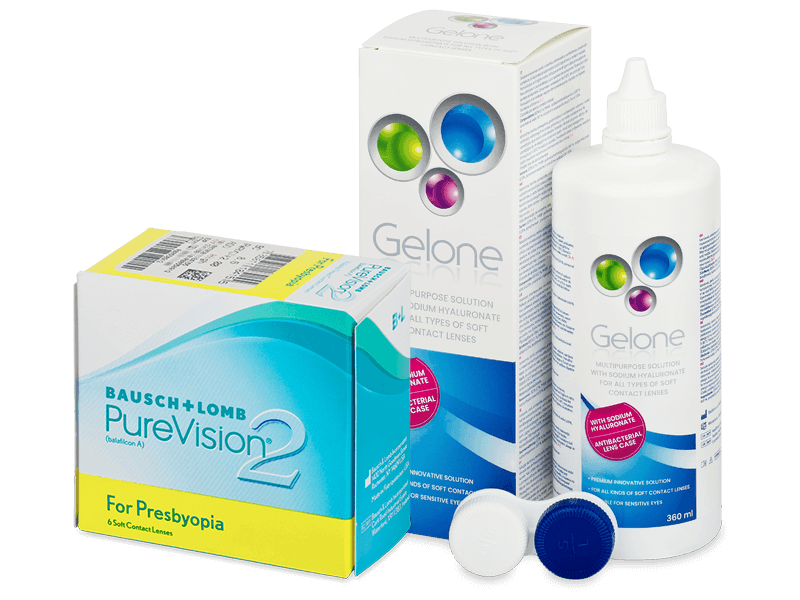 PureVision 2 for Presbyopia (6 db lencse) + Gelone kontaktlencse folyadék 360 ml - Kedvezményes csomag