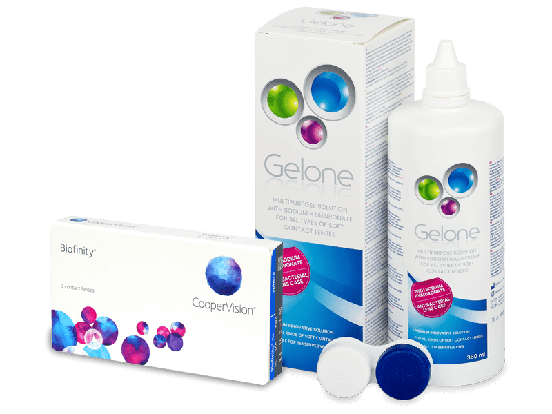 Biofinity (3 db lencse) + Gelone kontaktlencse folyadék 360 ml - Kedvezményes csomag