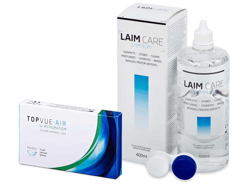 TopVue Air for Astigmatism (3 db lencse) + Laim Care kontaktlencse folyadék 400 ml - Kedvezményes csomag