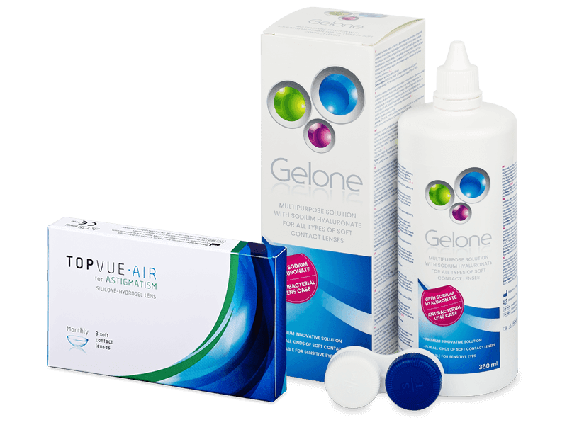 TopVue Air for Astigmatism (3 db lencse) + Gelone kontaktlencse folyadék 360 ml - Kedvezményes csomag