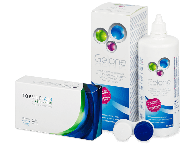 TopVue Air for Astigmatism (6 db lencse) + Gelone kontaktlencse folyadék 360 ml - Kedvezményes csomag
