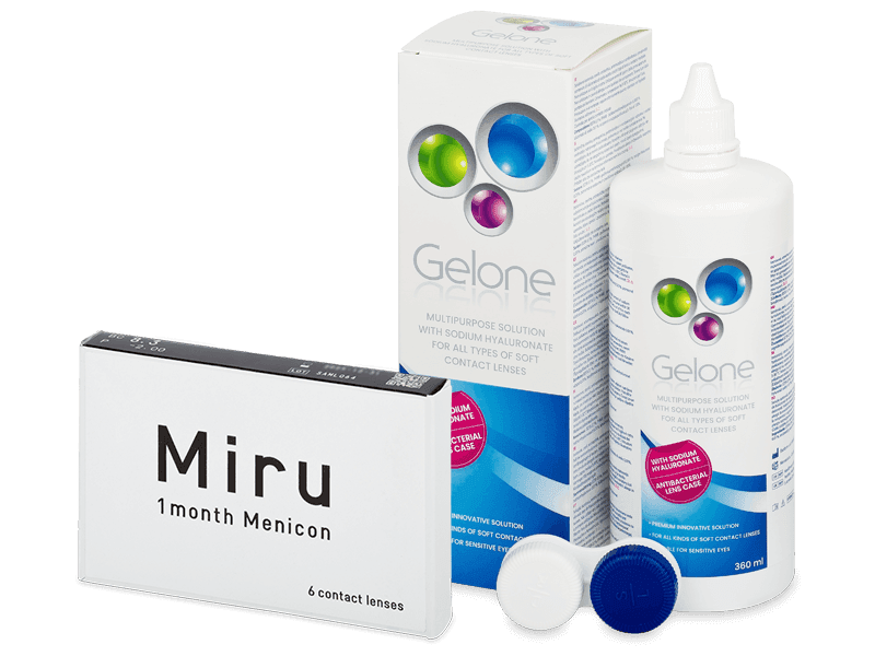 Miru 1month Menicon (6 db lencse) + Gelone kontaktlencse folyadék 360 ml - Kedvezményes csomag