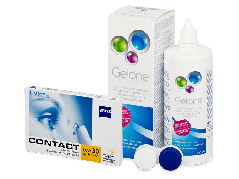 Carl Zeiss Contact Day 30 Spheric (6 db lencse) + Gelone kontaktlencse folyadék 360 ml - Kedvezményes csomag