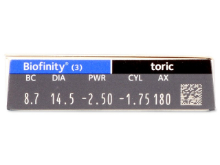 Biofinity Toric (3 db lencse) - Paraméterek előnézete