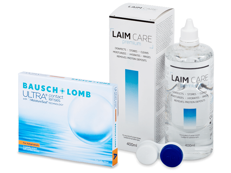 Bausch + Lomb ULTRA for Astigmatism (3 lencse) + 400 ml Laim-Care ápolószer - Kedvezményes csomag