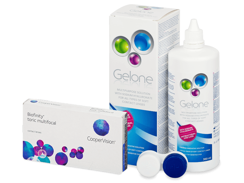 Biofinity Toric Multifocal (6 db lencse) + Gelone kontaktlencse folyadék 360 ml - Kedvezményes csomag