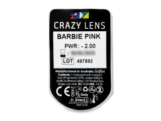 CRAZY LENS - Barbie Pink - dioptriával napi lencsék (2 db lencse) - Buborékcsomagolás előnézete