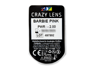 CRAZY LENS - Barbie Pink - dioptriával napi lencsék (2 db lencse) - Buborékcsomagolás előnézete