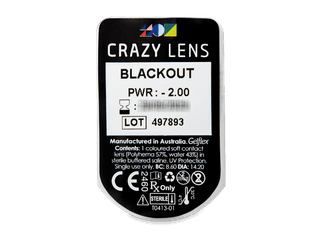 CRAZY LENS - Black Out - dioptriával napi lencsék (2 db lencse) - Buborékcsomagolás előnézete