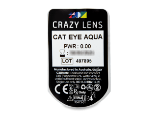 CRAZY LENS - Cat Eye Aqua - dioptria nélkül napi lencsék (2 db lencse) - Buborékcsomagolás előnézete