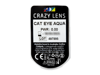 CRAZY LENS - Cat Eye Aqua - dioptria nélkül napi lencsék (2 db lencse) - Buborékcsomagolás előnézete