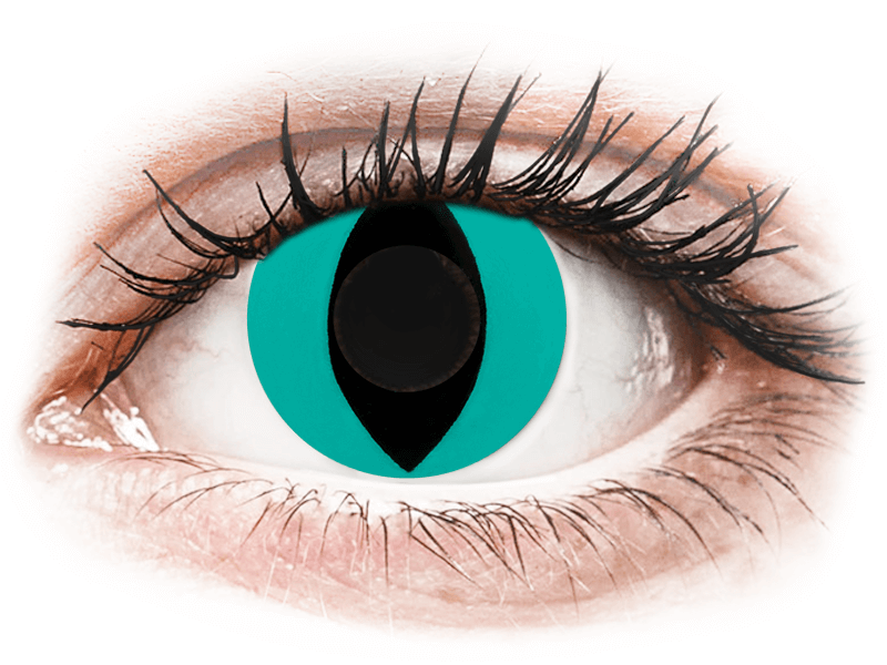 CRAZY LENS - Cat Eye Aqua - dioptria nélkül napi lencsék (2 db lencse) - Coloured contact lenses