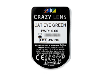 CRAZY LENS - Cat Eye Green - dioptria nélkül napi lencsék (2 db lencse) - Buborékcsomagolás előnézete