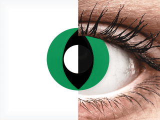 CRAZY LENS - Cat Eye Green - dioptria nélkül napi lencsék (2 db lencse)