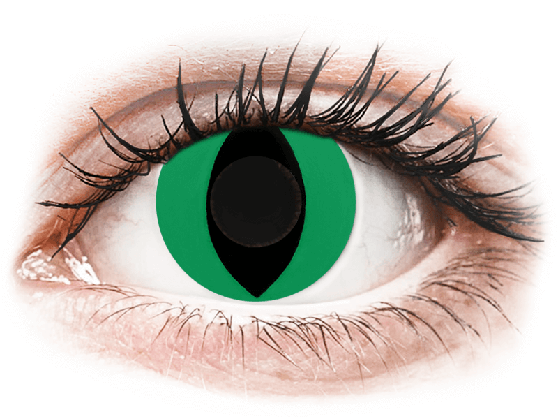 CRAZY LENS - Cat Eye Green - dioptria nélkül napi lencsék (2 db lencse) - Coloured contact lenses