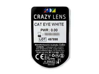 CRAZY LENS - Cat Eye White - dioptria nélkül napi lencsék (2 db lencse) - Buborékcsomagolás előnézete