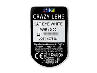 CRAZY LENS - Cat Eye White - dioptria nélkül napi lencsék (2 db lencse) - Buborékcsomagolás előnézete