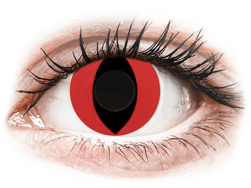 CRAZY LENS - Cat Eye Red - dioptria nélkül napi lencsék (2 db lencse) - Coloured contact lenses
