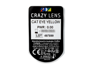 CRAZY LENS - Cat Eye Yellow - dioptria nélkül napi lencsék (2 db lencse) - Buborékcsomagolás előnézete