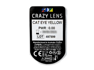 CRAZY LENS - Cat Eye Yellow - dioptria nélkül napi lencsék (2 db lencse) - Buborékcsomagolás előnézete