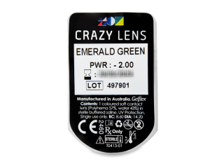 CRAZY LENS - Emerald Green - dioptriával napi lencsék (2 db lencse) - Buborékcsomagolás előnézete