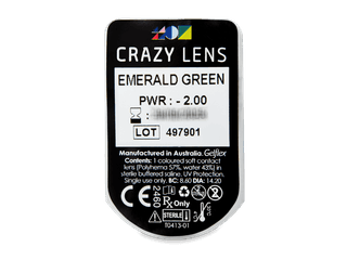 CRAZY LENS - Emerald Green - dioptriával napi lencsék (2 db lencse) - Buborékcsomagolás előnézete