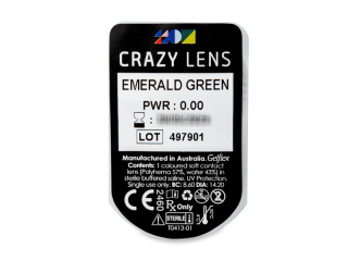 CRAZY LENS - Emerald Green - dioptria nélkül napi lencsék (2 db lencse) - Buborékcsomagolás előnézete