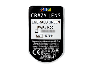 CRAZY LENS - Emerald Green - dioptria nélkül napi lencsék (2 db lencse) - Buborékcsomagolás előnézete