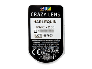 CRAZY LENS - Harlequin - dioptriával napi lencsék (2 db lencse) - Buborékcsomagolás előnézete