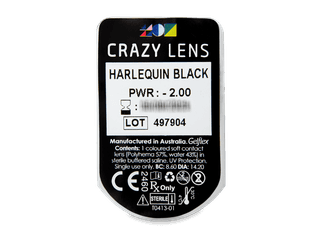 CRAZY LENS - Harlequin Black - dioptriával napi lencsék (2 db lencse) - Buborékcsomagolás előnézete