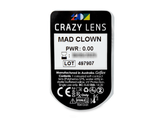 CRAZY LENS - Mad Clown - dioptria nélkül napi lencsék (2 db lencse) - Buborékcsomagolás előnézete