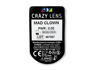 CRAZY LENS - Mad Clown - dioptria nélkül napi lencsék (2 db lencse) - Buborékcsomagolás előnézete