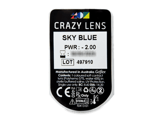 CRAZY LENS - Sky Blue - dioptriával napi lencsék (2 db lencse) - Buborékcsomagolás előnézete