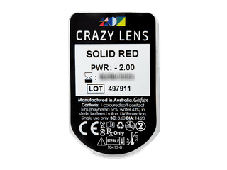 CRAZY LENS - Solid Red - dioptriával napi lencsék (2 db lencse) - Buborékcsomagolás előnézete