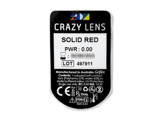 CRAZY LENS - Solid Red - dioptria nélkül napi lencsék (2 db lencse) - Buborékcsomagolás előnézete