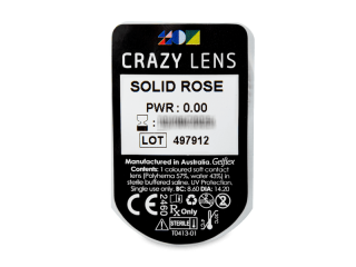 CRAZY LENS - Solid Rose - dioptria nélkül napi lencsék (2 db lencse) - Buborékcsomagolás előnézete