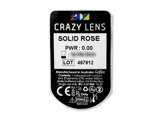 CRAZY LENS - Solid Rose - dioptria nélkül napi lencsék (2 db lencse) - Buborékcsomagolás előnézete