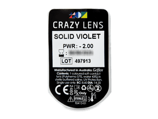 CRAZY LENS - Solid Violet - dioptriával napi lencsék (2 db lencse) - Buborékcsomagolás előnézete