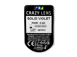 CRAZY LENS - Solid Violet - dioptria nélkül napi lencsék (2 db lencse) - Buborékcsomagolás előnézete