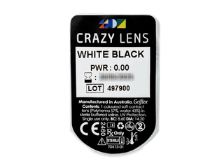 CRAZY LENS - White Black - dioptria nélkül napi lencsék (2 db lencse) - Buborékcsomagolás előnézete